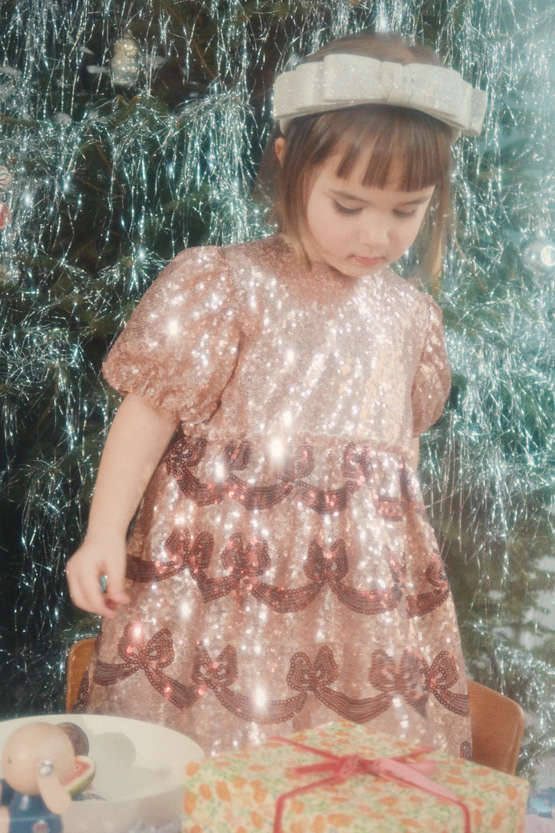 Konges Sloejd Starla Bow Wow Dress Gold Blush - Swanky Boutique