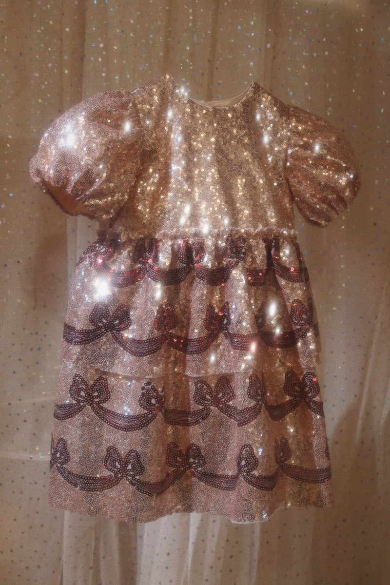 Konges Sloejd Starla Bow Wow Dress Gold Blush - Swanky Boutique