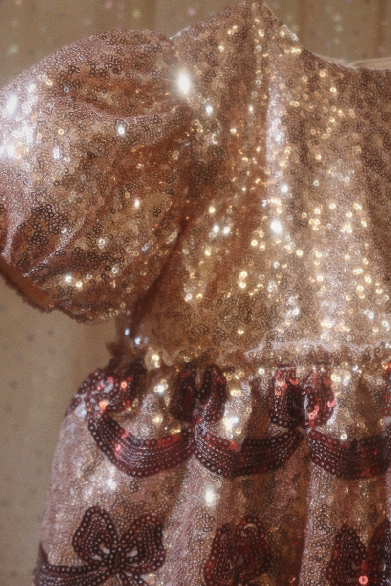 Starla Bow Wow Dress - Gold Blush