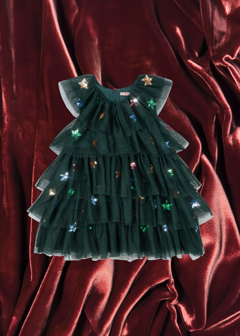 Konges Sloejd Yvonne Christmas Dress Hunter Green - Swanky Boutique