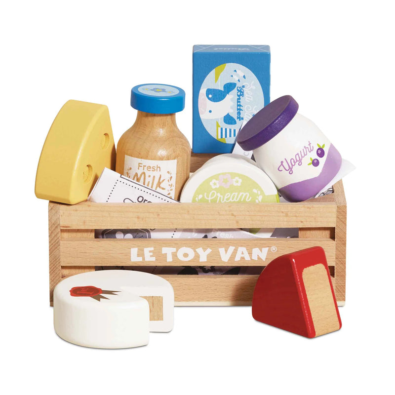 Le Toy Van Cheese & Dairy Wooden Market Crate - Swanky Boutique 