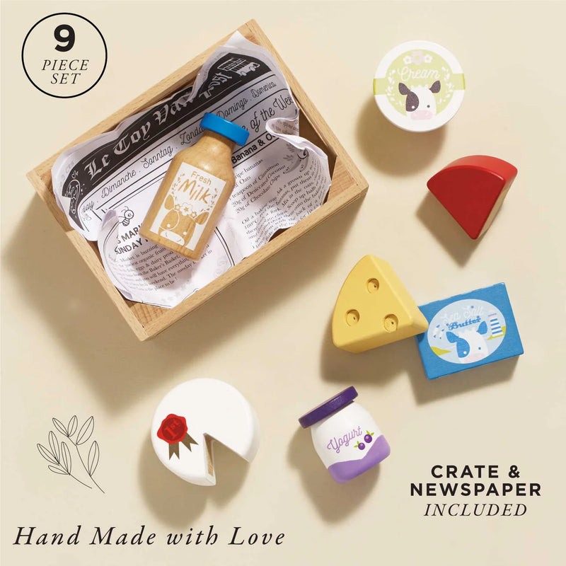 Le Toy Van Cheese & Dairy Wooden Market Crate - Swanky Boutique