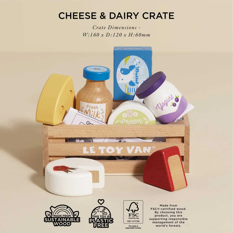 Le Toy Van Cheese & Dairy Wooden Market Crate - Swanky Boutique