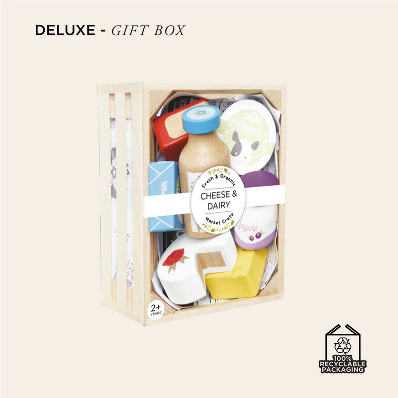 Le Toy Van Cheese & Dairy Wooden Market Crate - Swanky Boutique