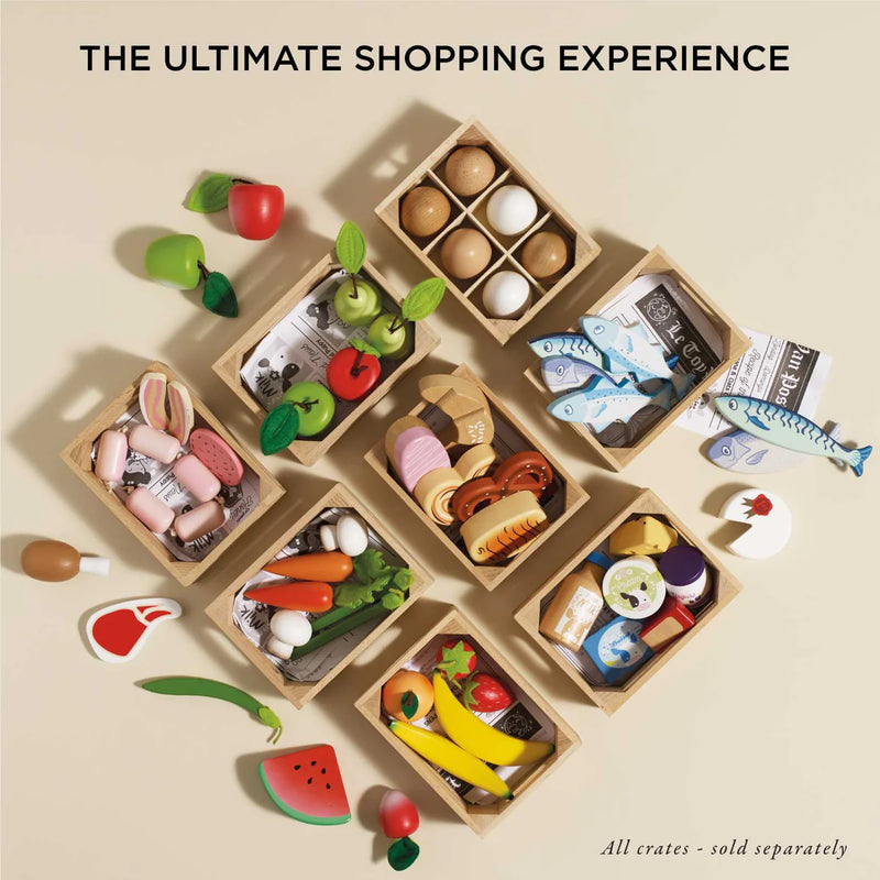 Le Toy Van Cheese & Dairy Wooden Market Crate - Swanky Boutique