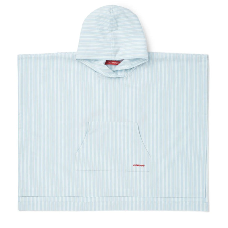 Hooded Poncho Kaiden - Stripe Pure Sky/ Creme de la Creme