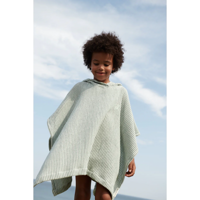 Liewood Paco Embroidery Poncho stripe Peppermint / Creme de la creme- Swanky Boutique Malta