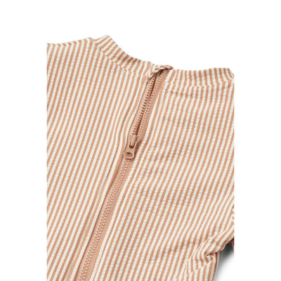 Liewood Sille Seersucker Baby Swimsuit Y/D stripe Pale tuscany / Creme de la creme- Swanky Boutique Malta 