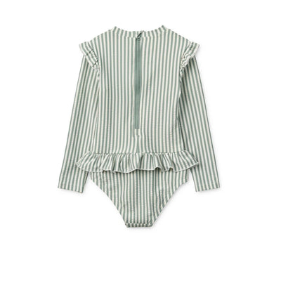 Liewood Sille Seersucker Baby Swimsuit Y/D stripe Peppermint / Creme de la creme- swanky boutique malta