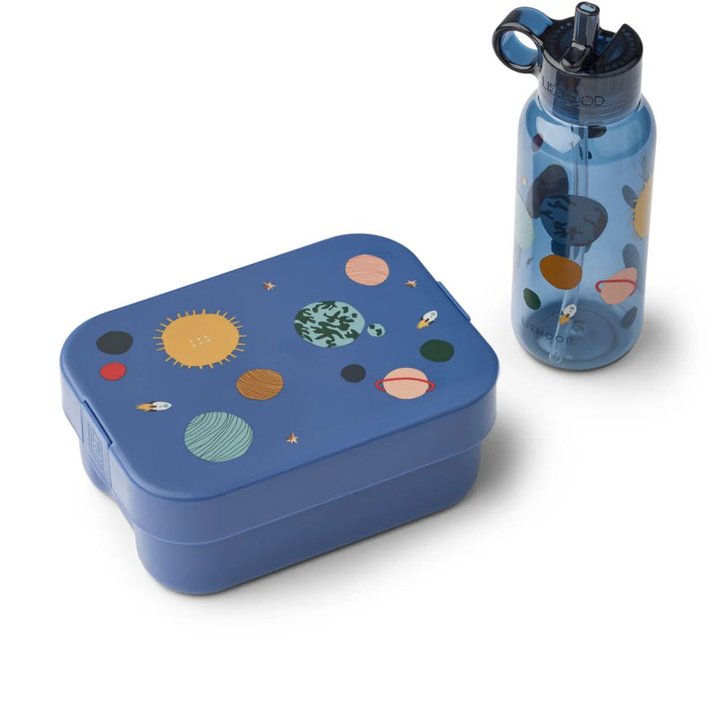 Liewood  Chelsey Printed Lunchbox Set Universe Classic Navy - Swanky Boutique Malta