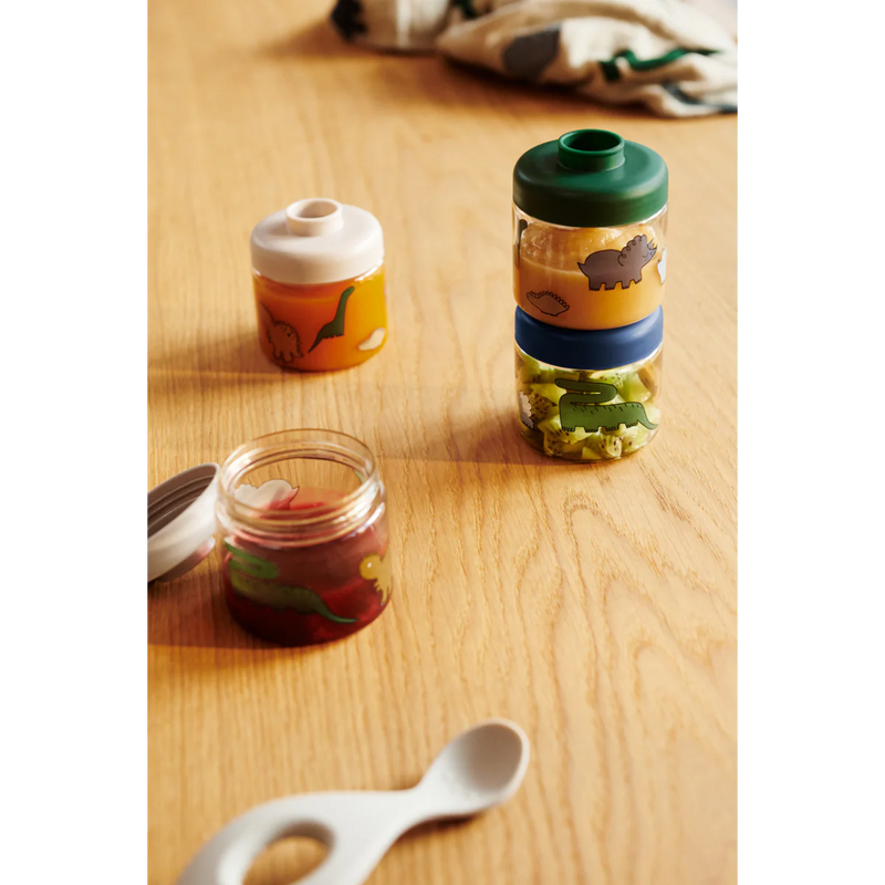 Liewood Dominique Baby Food Boxes 4-Pack Dinosaurs Mist - Swanky Boutique