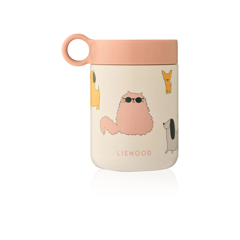 Liewood Kiani Printed Food Jar Cats and Dogs Sandy - Swanky Boutique Malta