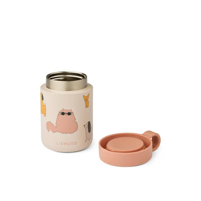 Liewood Kiani Printed Food Jar Cats and Dogs Sandy - Swanky Boutique Malta