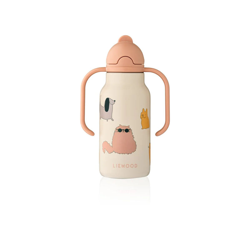 Liewood Kimmie Water Bottle Cats and Dogs Sandy - Swanky Boutique