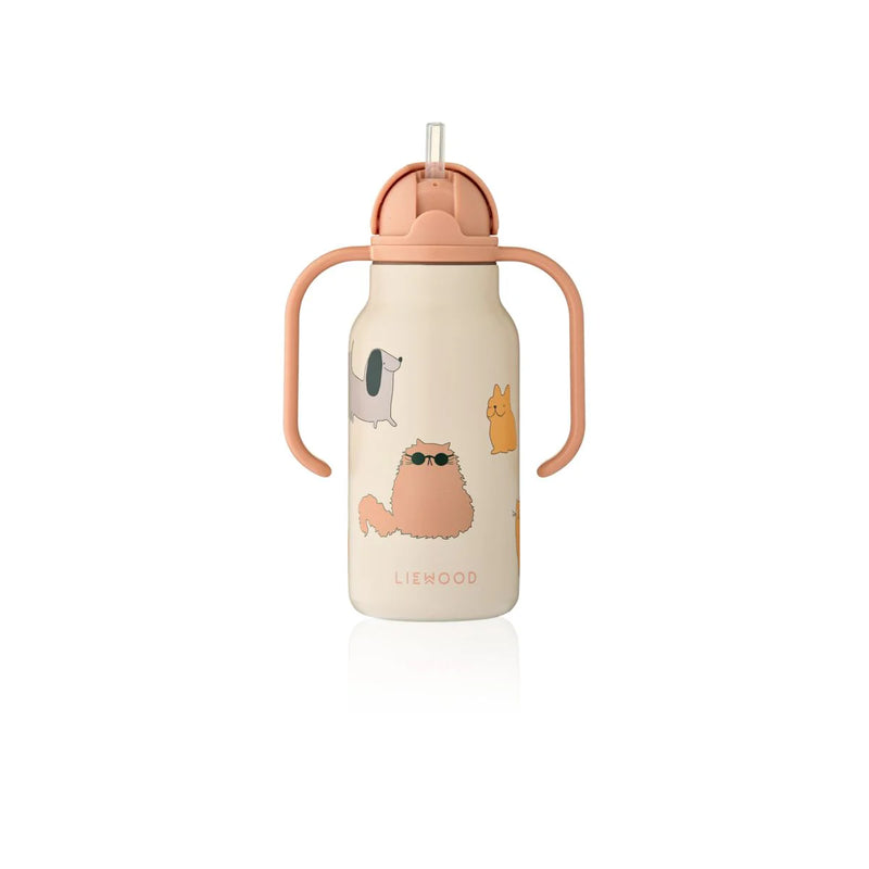 Liewood Kimmie Water Bottle Cats and Dogs Sandy - Swanky Boutique
