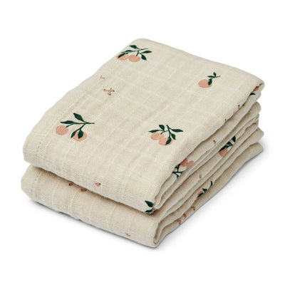 Liewood Lewis Muslin Cloth 2-Pack - Peach Sea Shell Mix - Swanky Boutique