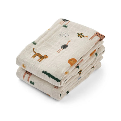 Liewood Lewis Muslin Cloth 2-pack Safari Sandy Mix - Swanky Boutique Malta 