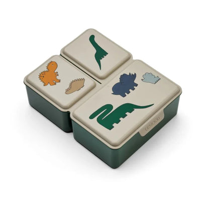 Lunch Box, Driss 3 Compartments - Dinosaurs/ Mist - Swanky Boutique