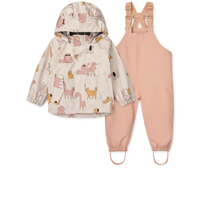 Liewood Manu Rainwear Set Cats and Dogs Sandy - Swanky Boutique