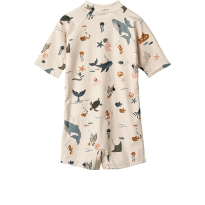 Liewood Max Printed Shortsleeve Swim Jumpsuit Sea Creature Sandy - Swanky Boutique Malta