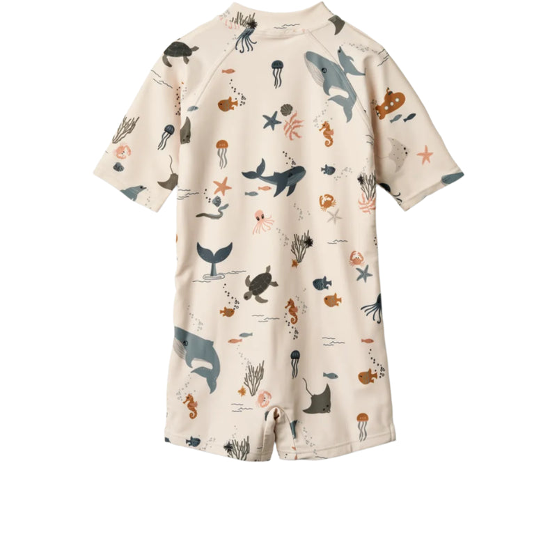 Liewood Max Printed Shortsleeve Swim Jumpsuit Sea Creature Sandy - Swanky Boutique Malta