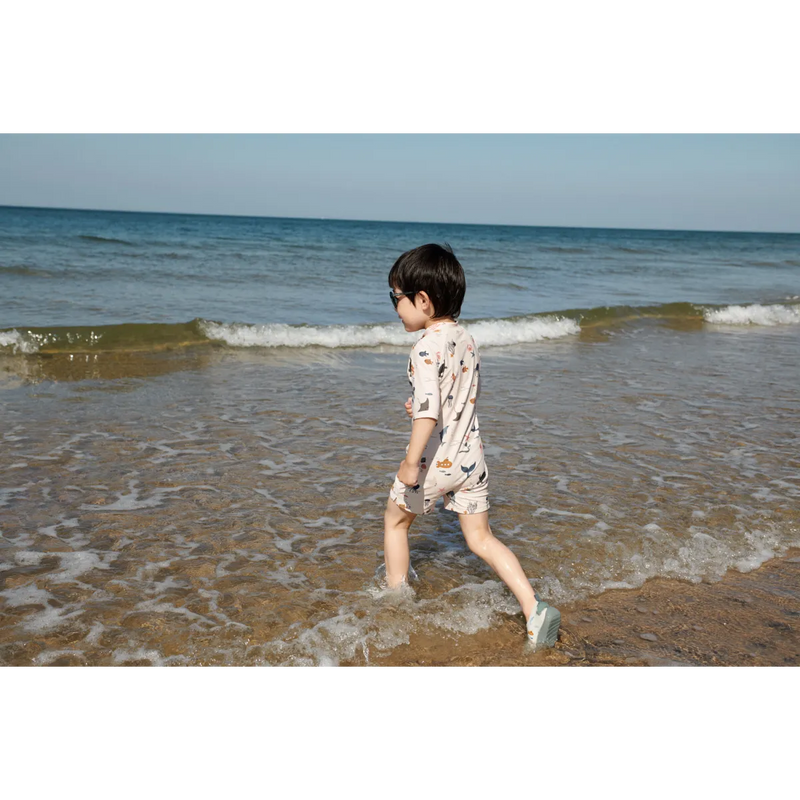 Liewood Max Printed Shortsleeve Swim Jumpsuit Sea Creature Sandy - Swanky Boutique Malta