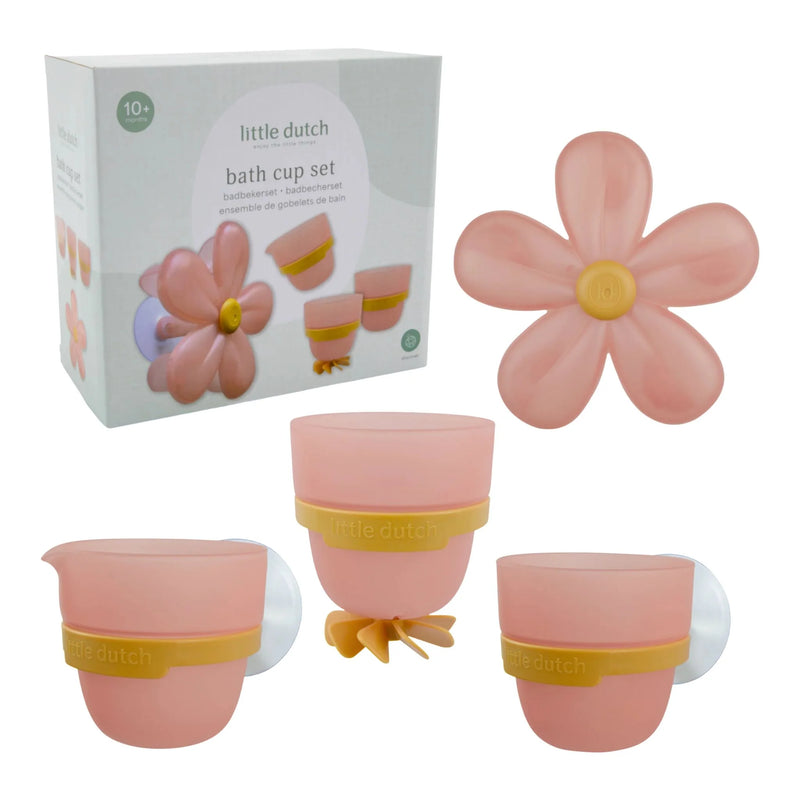 Little Dutch - Bath Wall Cups, Flower - Pink - Swanky Boutique Malta 