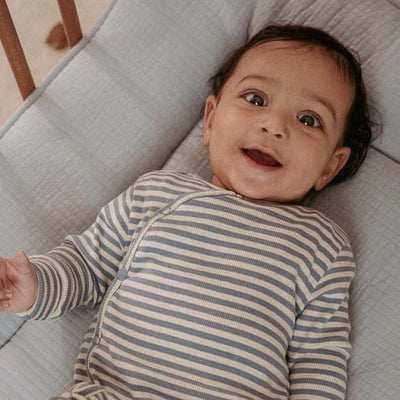Little Dutch - Bodysuit, One-Piece Suit, Stone Blue Stripe - Forest Friends - Swanky Boutique Malta