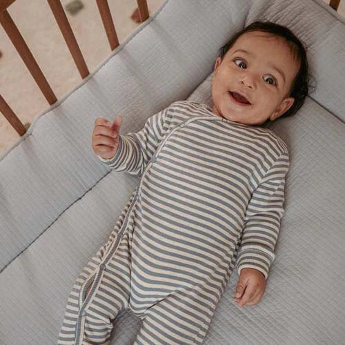 Little Dutch - Bodysuit, One-Piece Suit, Stone Blue Stripe - Forest Friends - Swanky Boutique Malta