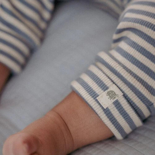 Little Dutch - Bodysuit, One-Piece Suit, Stone Blue Stripe - Forest Friends - Swanky Boutique Malta