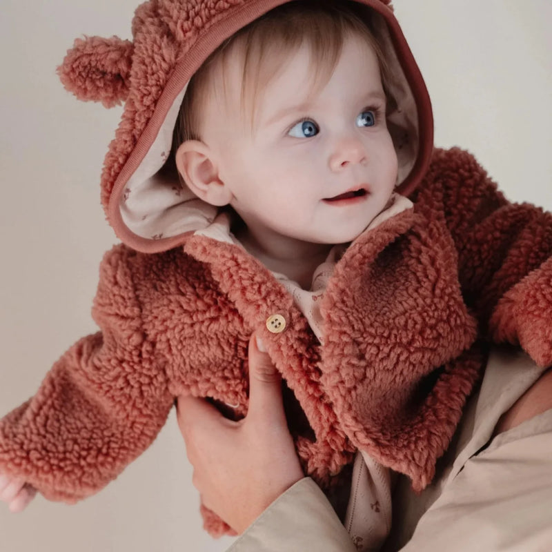 Little Dutch - Cardigan Teddy Ears, Teddy Fabric - Pink Blush - Swanky Boutique Malta 