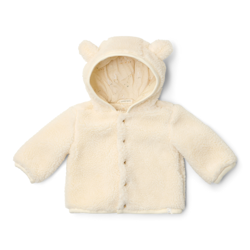 Little Dutch - Cardigan Teddy Ears, Teddy Fabric Off White - Newborn Naturals - Swanky Boutique Malta