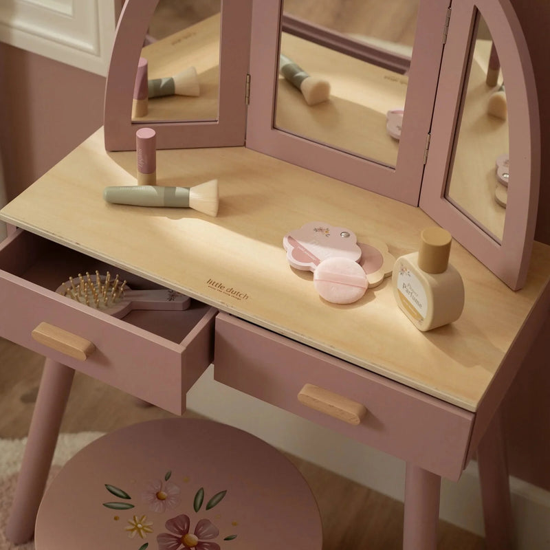 Little Dutch - Dressing Table with Stool & Accessories  – Pink - Swanky Boutique Malta
