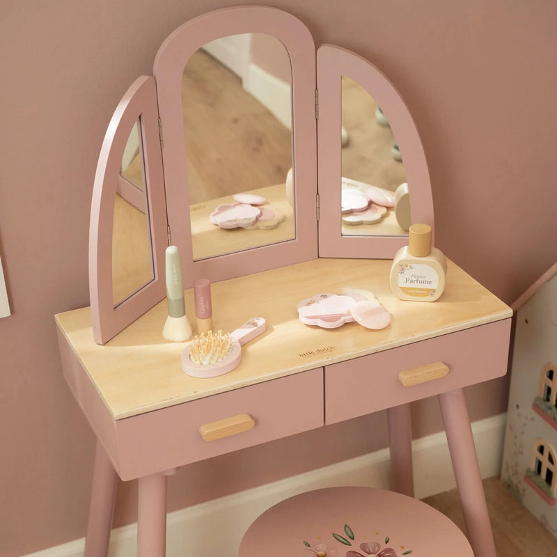 Little Dutch - Dressing Table with Stool & Accessories  – Pink - Swanky Boutique Malta