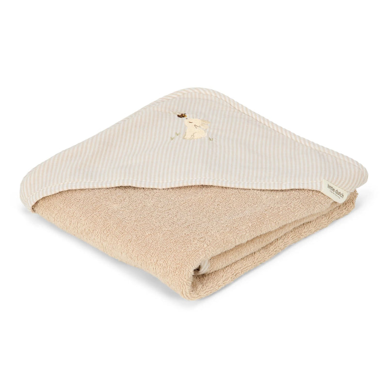 Little Dutch - Hooded Towel - Beige - 75 x 75 - Newborn Naturals - Baby Bunny - Swanky Boutique Malta 