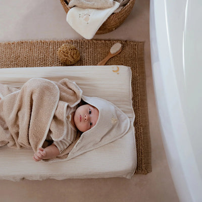Little Dutch - Hooded Towel - Beige - 75 x 75 - Newborn Naturals - Baby Bunny - Swanky Boutique Malta 