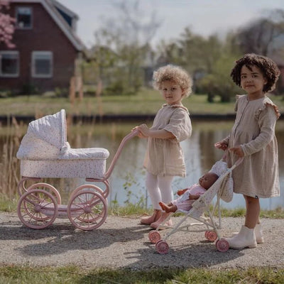 Little Dutch - Metal Doll Pram - Soft Flowers - Swanky Boutique Malta