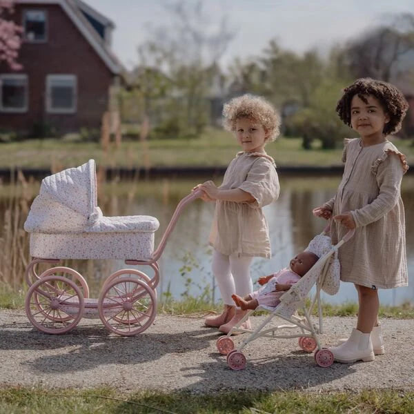 Little Dutch - Metal Doll Pram - Soft Flowers - Swanky Boutique Malta