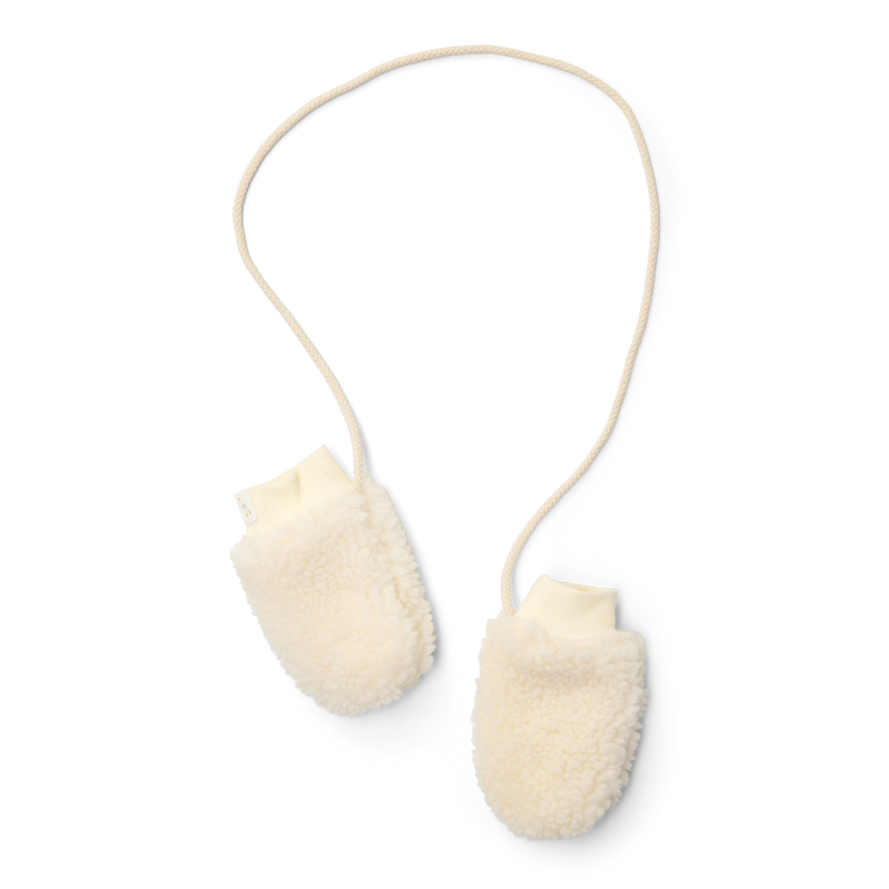 Little Dutch - Mittens, Teddy Fabric - Off White Newborn Naturals - Swanky Boutique Malta 