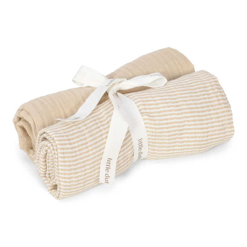Little Dutch - Muslin Swaddles Beige (2 Pack 70x 70) - Swanky Boutique Malta 
