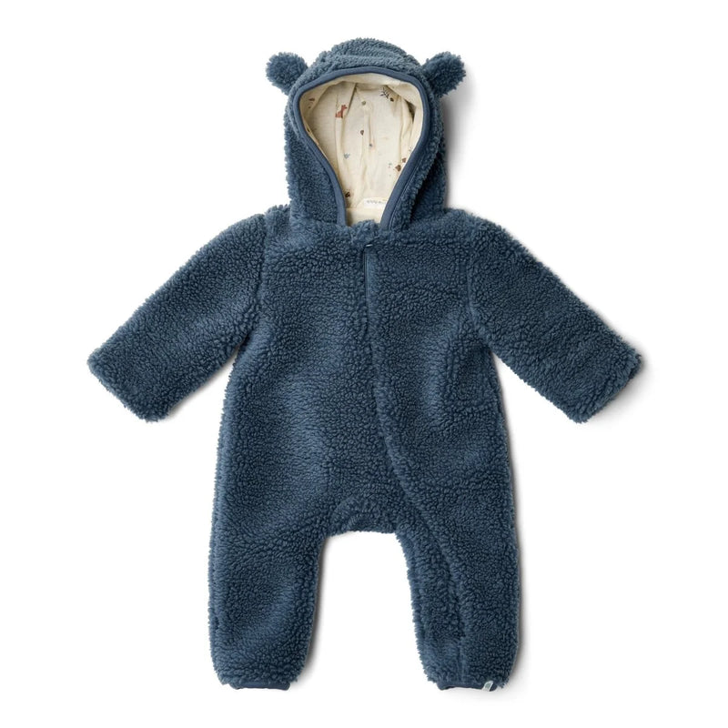 Little Dutch - One-Piece Suit Teddy Ears, Teddy Fabric, Stone Blue - Forest Friends - Swanky Boutique Malta 