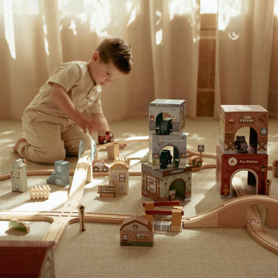 Little Dutch - Stacking Blocks, Cardboard with Cars - Swanky Boutique Malta 