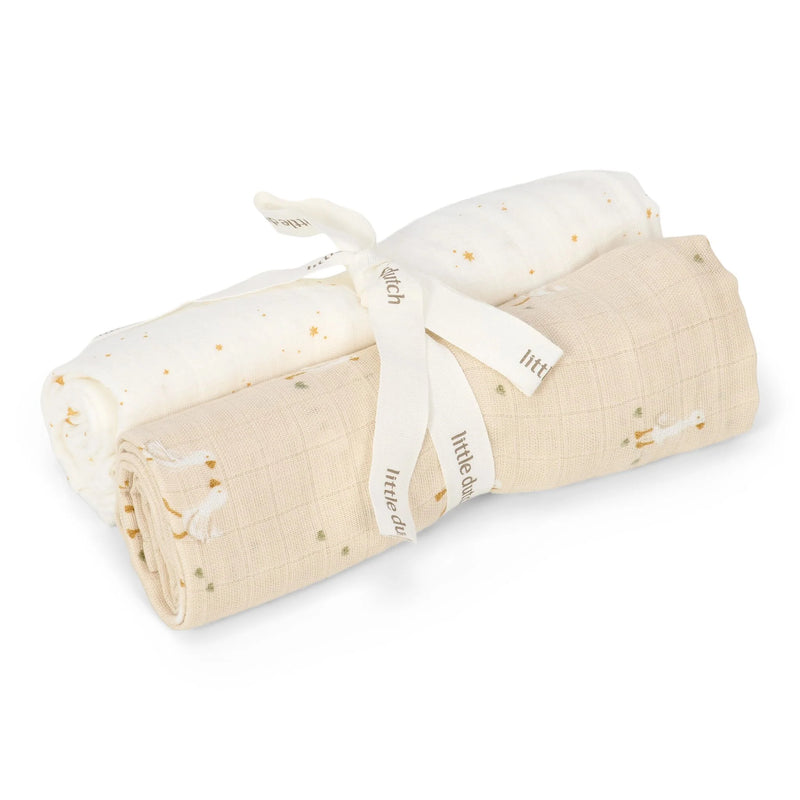 Little Dutch - Swaddle - Beige - Newborn Naturals - Little Goose (70cmx70cm) - Swanky Boutique Malta 