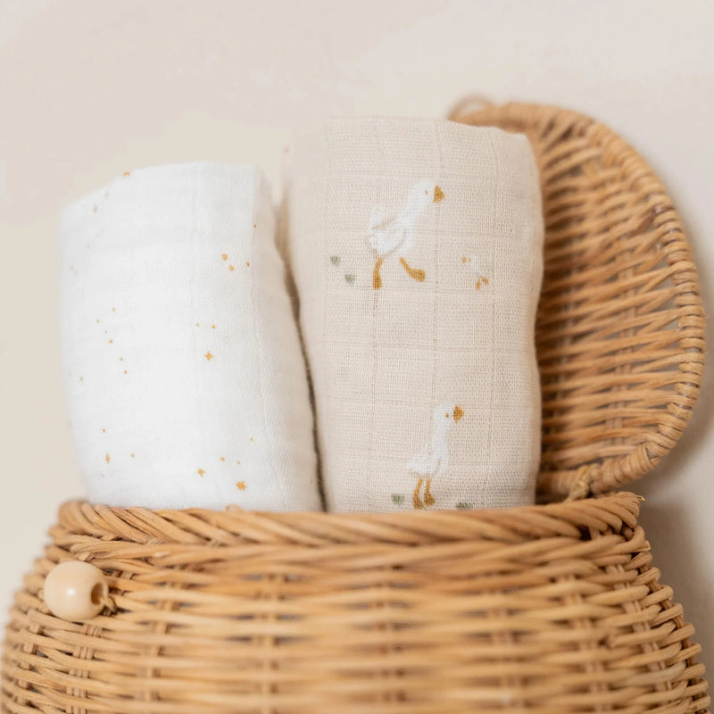 Little Dutch - Swaddle - Beige - Newborn Naturals - Little Goose (70cmx70cm) - Swanky Boutique Malta 