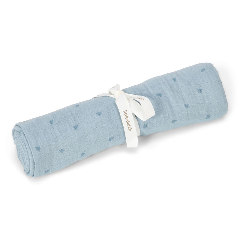 Little Dutch - Swaddle Muslin Denim Blue (120x120cm) - Swanky Boutique Malta