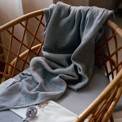 Little Dutch - Swaddle Muslin Denim Blue (120x120cm) - Swanky Boutique Malta
