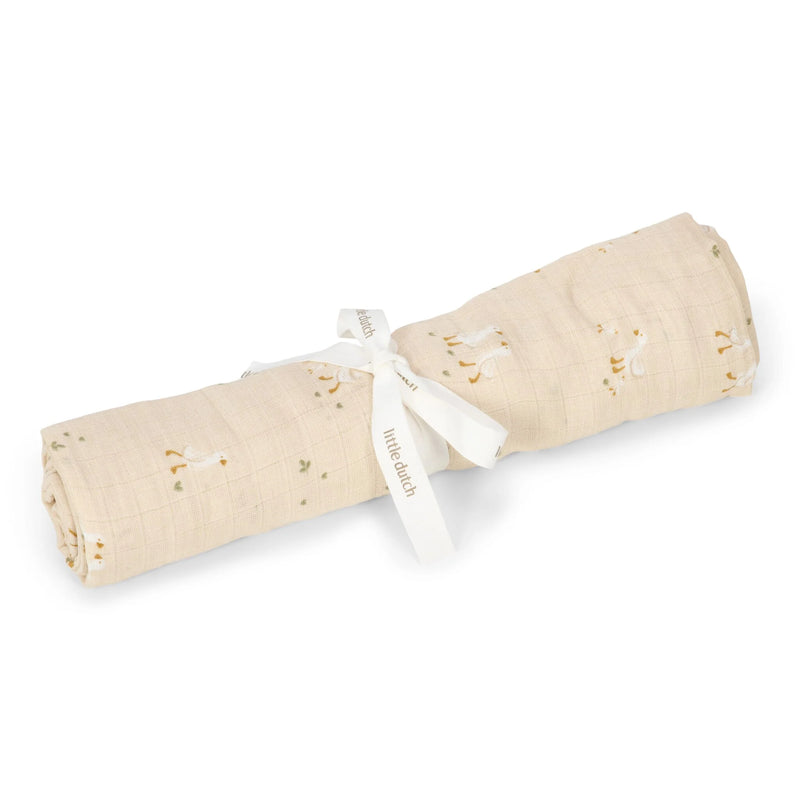 Little Dutch - Swaddle,  Newborn Naturals - Little Goose Muslin 120x120cm - Beige - Swanky Boutique Malta 