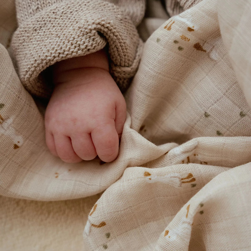 Little Dutch - Swaddle,  Newborn Naturals - Little Goose Muslin 120x120cm - Beige - Swanky Boutique Malta 