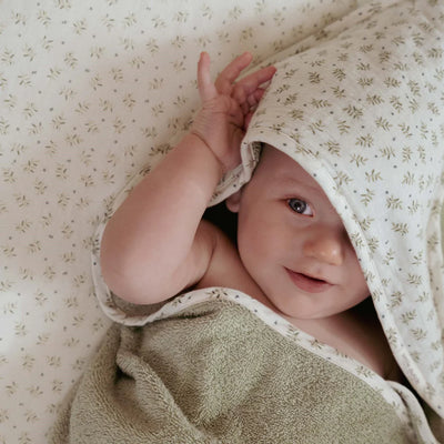 Little Dutch Hooded towel muslin Blueberry Leaves - 75x75 cm - Swanky Boutique