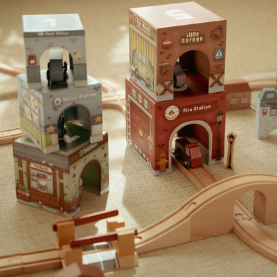Little Dutch - Stacking Blocks, Cardboard with Cars - Swanky Boutique Malta 